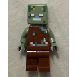 Lego Drowned Zombie Minecraft Game Mini Figure Collectible Hobby Toy Part Green